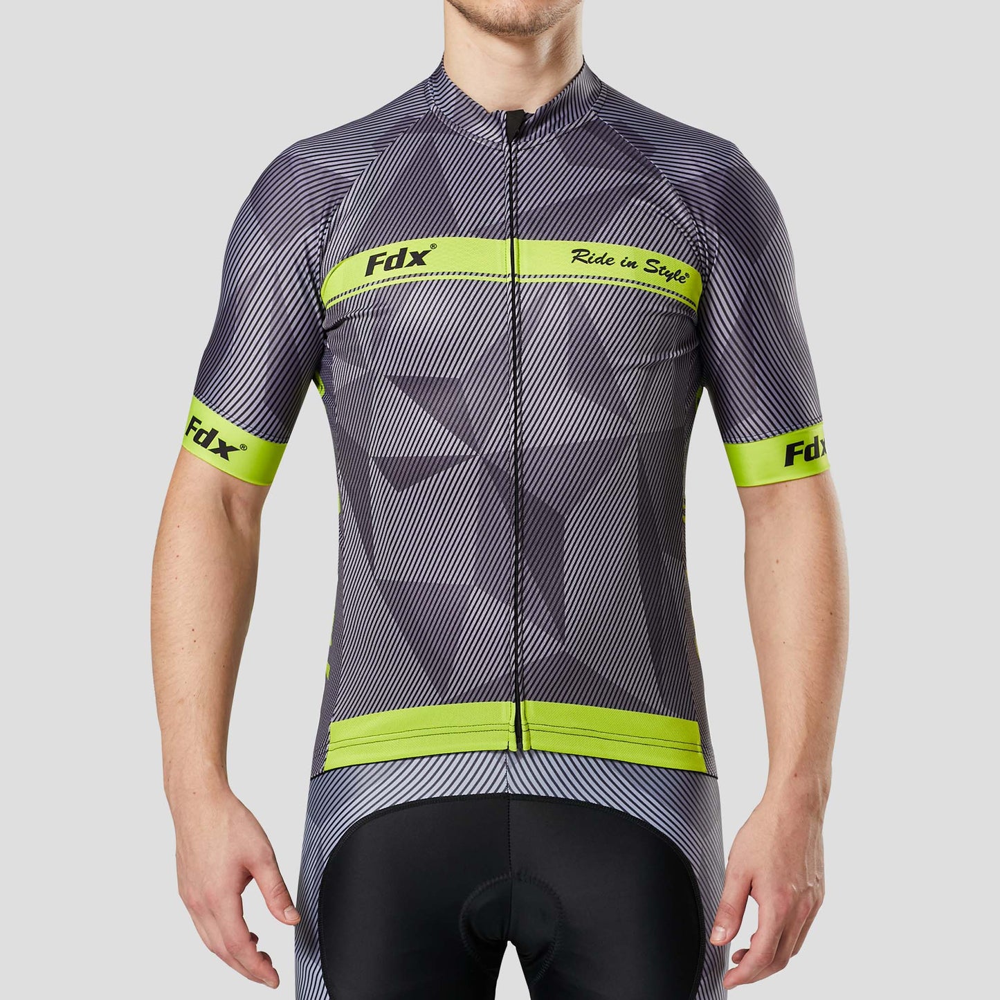 Fdx Splinter Yellow Men's Short Sleeve Summer Cycling Jersey