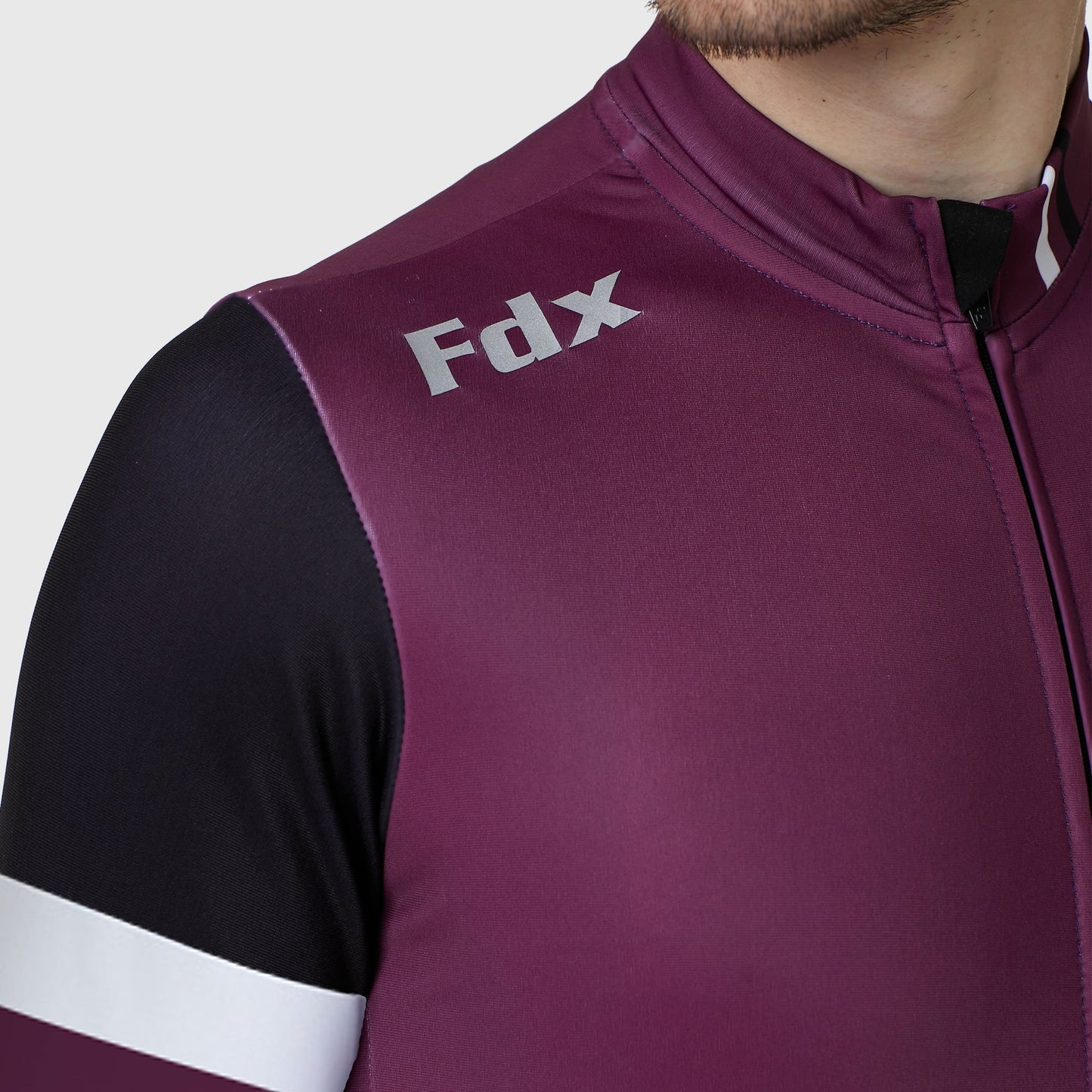 Fdx black & Purple Men Long Sleeve Thermal Cycling Jersey Water Resistant Reflected Strips Moist-Wicking lightweight & Pockets - Limited Edition US