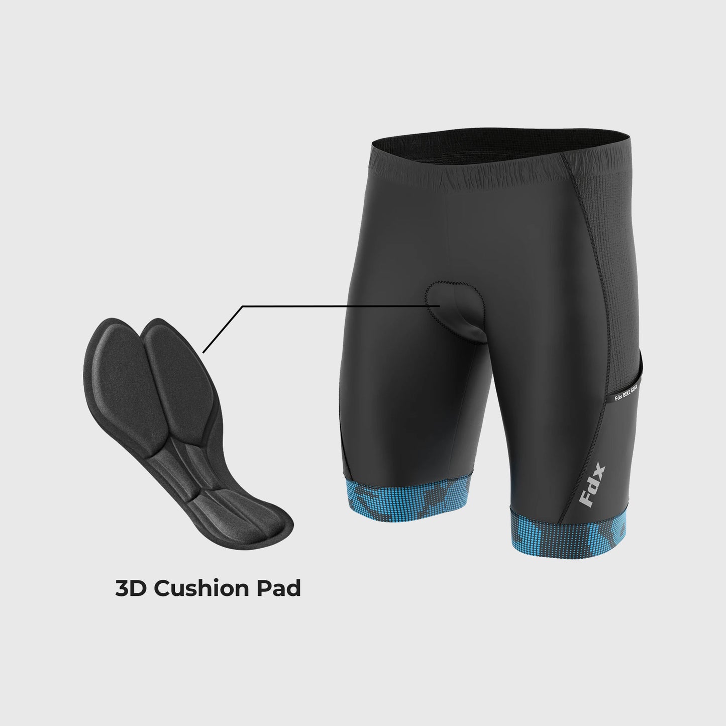 Fdx All Day Blue Men's  Padded Summer Cycling Shorts