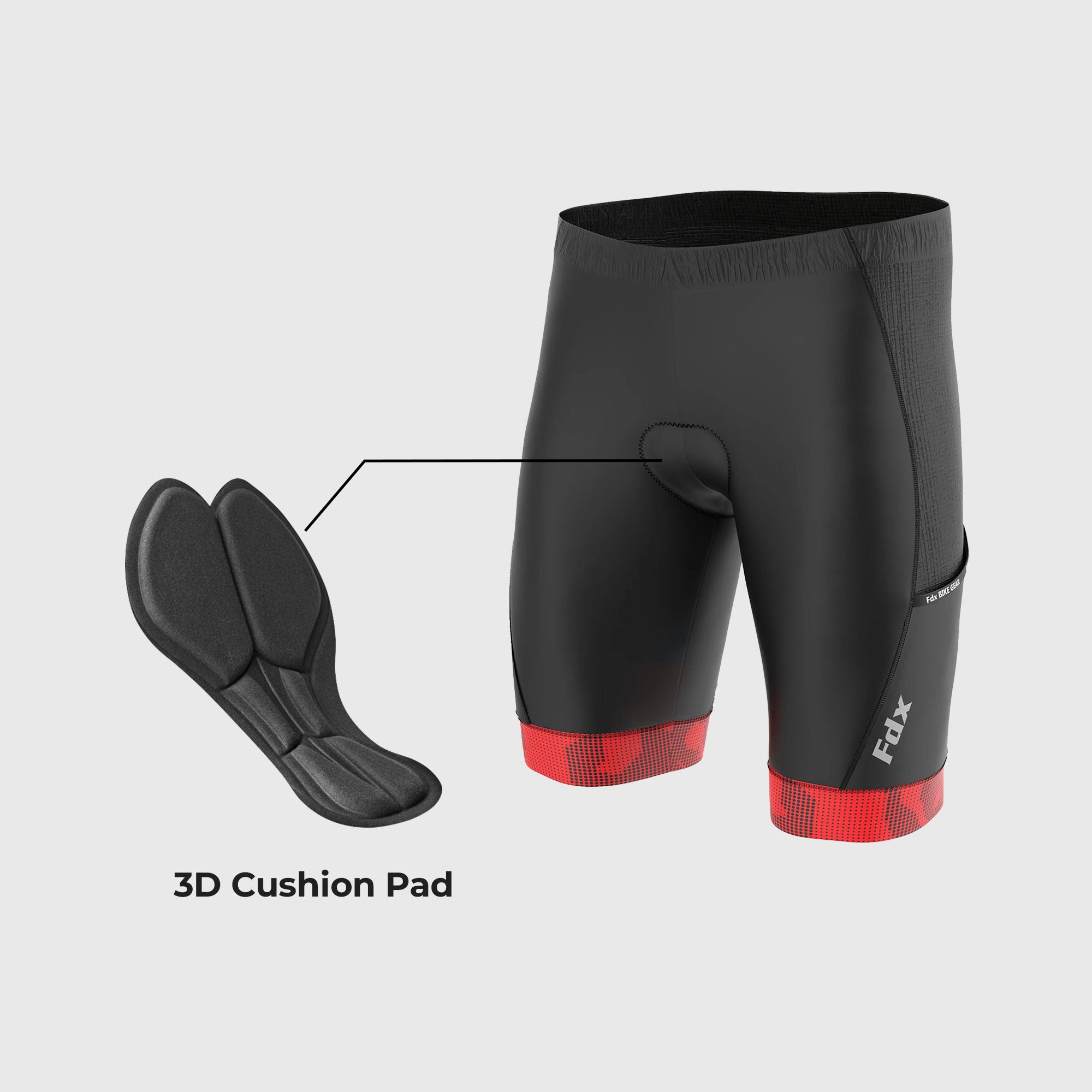 Fdx All Day Red Men's Padded Summer Cycling Shorts