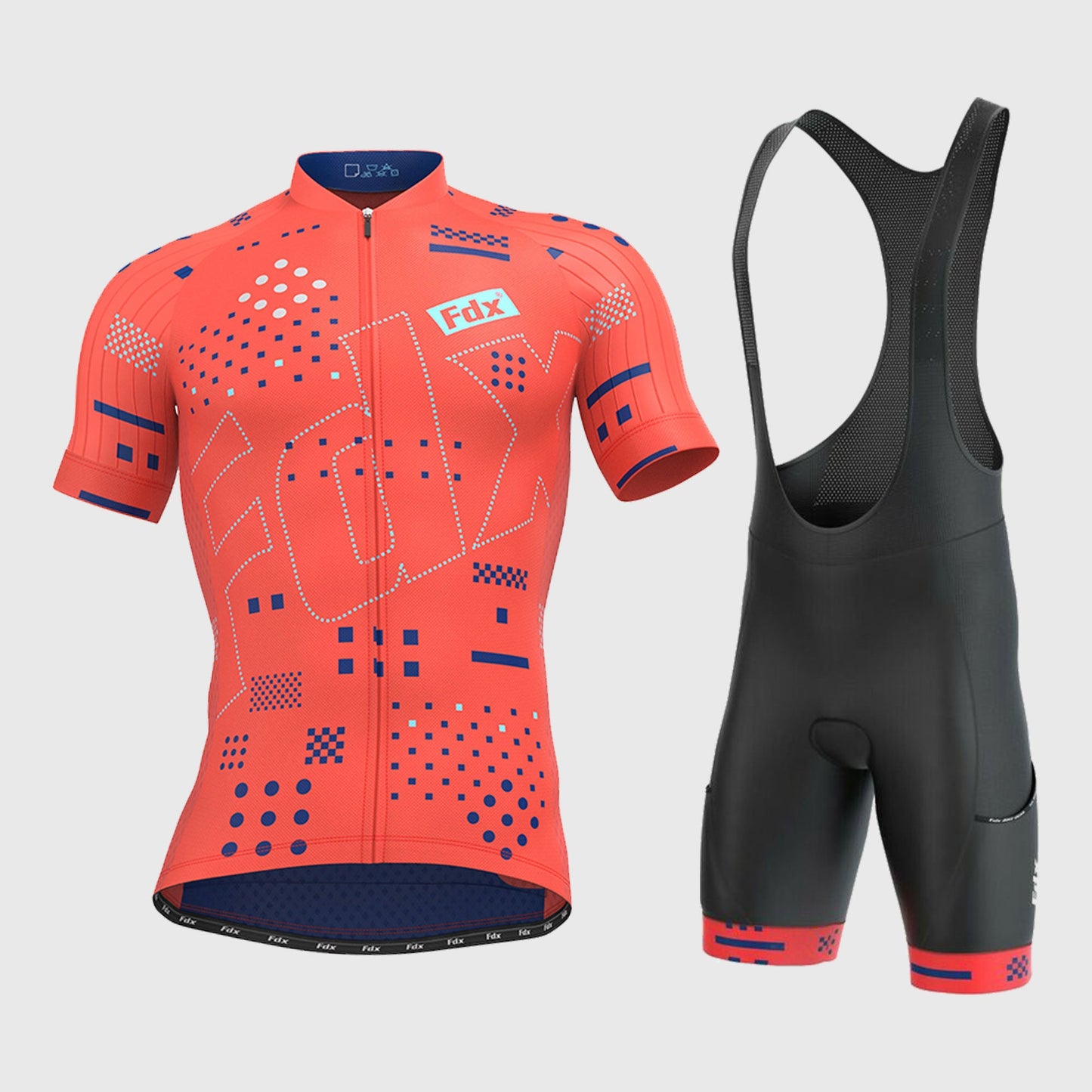 Fdx Men's Set All Day Red Short Sleeve Jersey & Bib Shorts