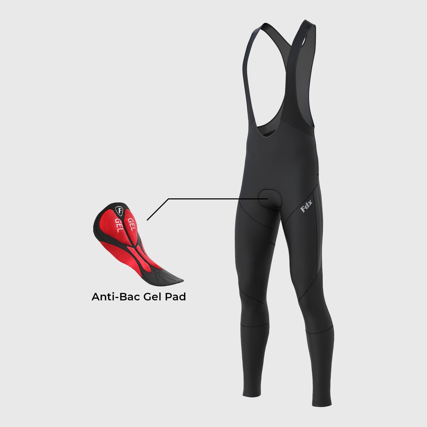 Fdx Arch Men's Black Thermal Padded Cycling Cargo Bib Tights