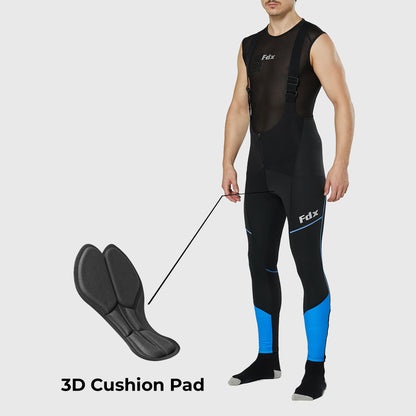 Fdx Azure Men's Blue Thermal Padded Cycling Bib Tights