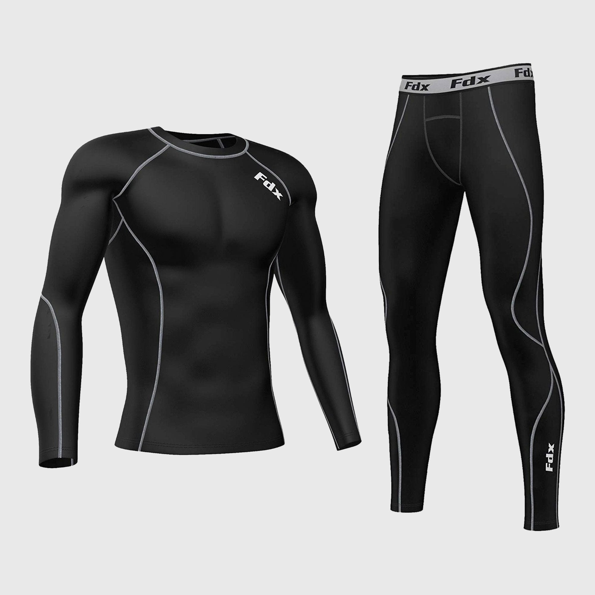 Men Compression Activewear Suit Cycling Sports Base Layer Tights Under Set  Shirt