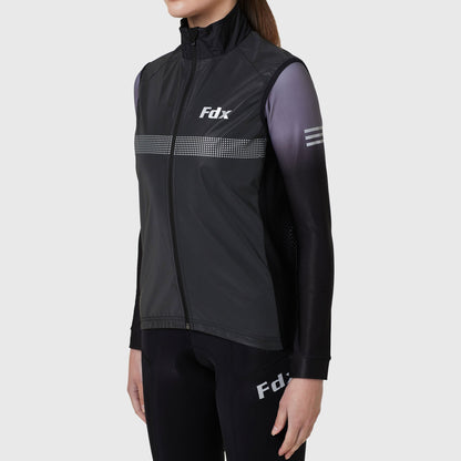 Fdx 360 Hi-Vis Reflective Black Women's Gilet for Cycling & Running