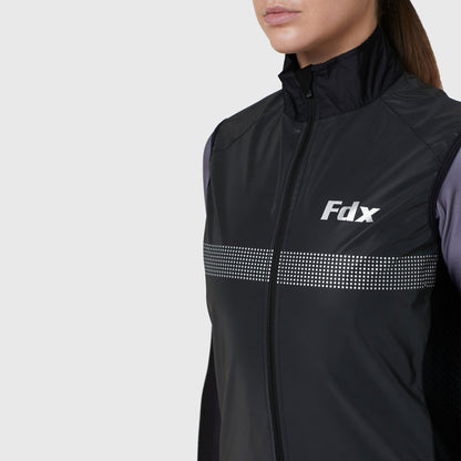 Fdx 360 Hi-Vis Reflective Black Women's Gilet for Cycling & Running