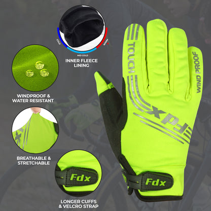 Fdx Subzero Yellow Full Finger Winter Cycling Gloves