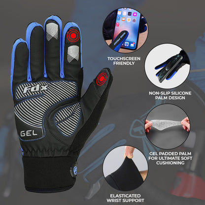 Fdx Zesto Blue Full Finger Winter Cycling Gloves