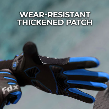 Fdx Dryrest Blue Full Finger Gel Padded Winter Cycling Gloves