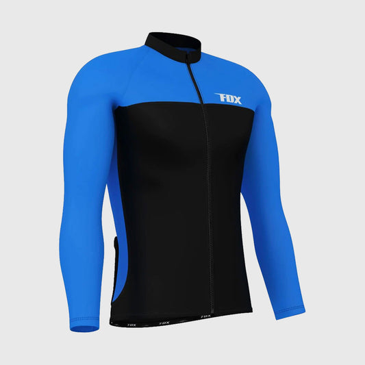 Fdx Comet Men's Blue Thermal Roubaix Long Sleeve Cycling Jersey