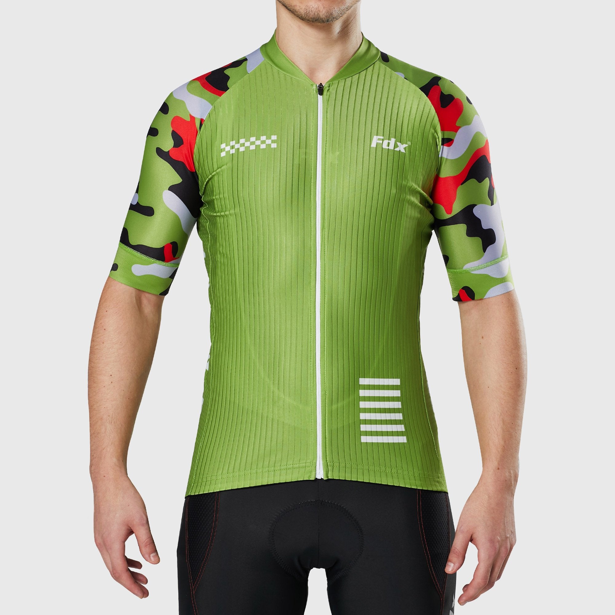 Fdx Camouflage Green Men's Short Sleeve Summer Cycling Jersey