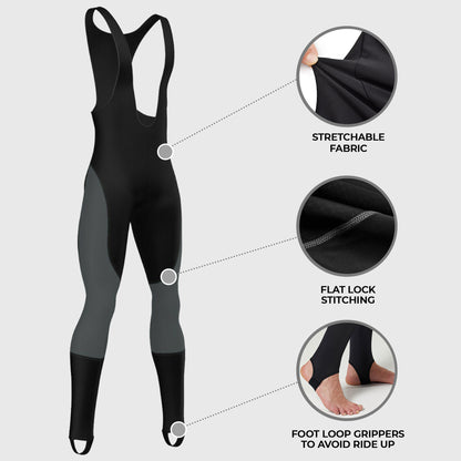 Fdx Cyclox Men's Grey Thermal Padded Cycling Bib Tights