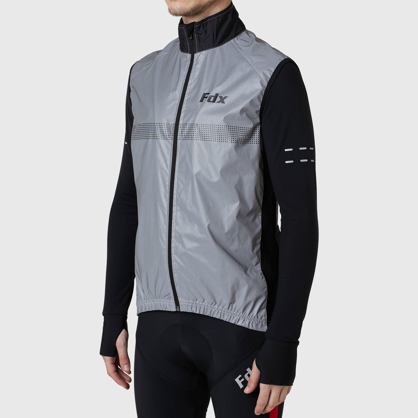 Fdx 360 Hi-Vis Reflective Grey Men's Gilet for Cycling & Running