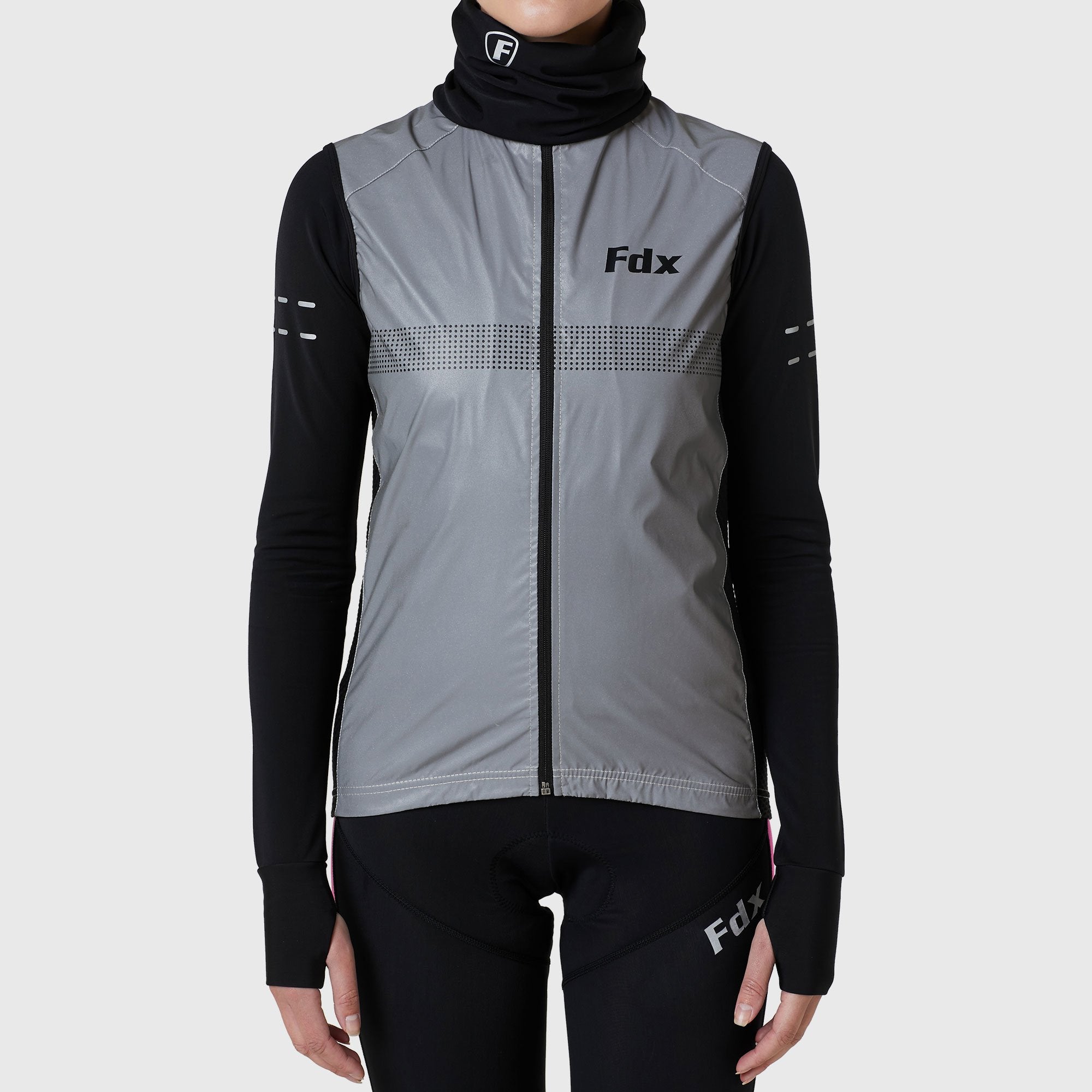 Fdx 360 Hi-Vis Reflective Grey Women's Gilet for Cycling & Running