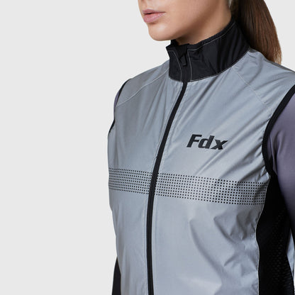 Fdx 360 Hi-Vis Reflective Grey Women's Gilet for Cycling & Running