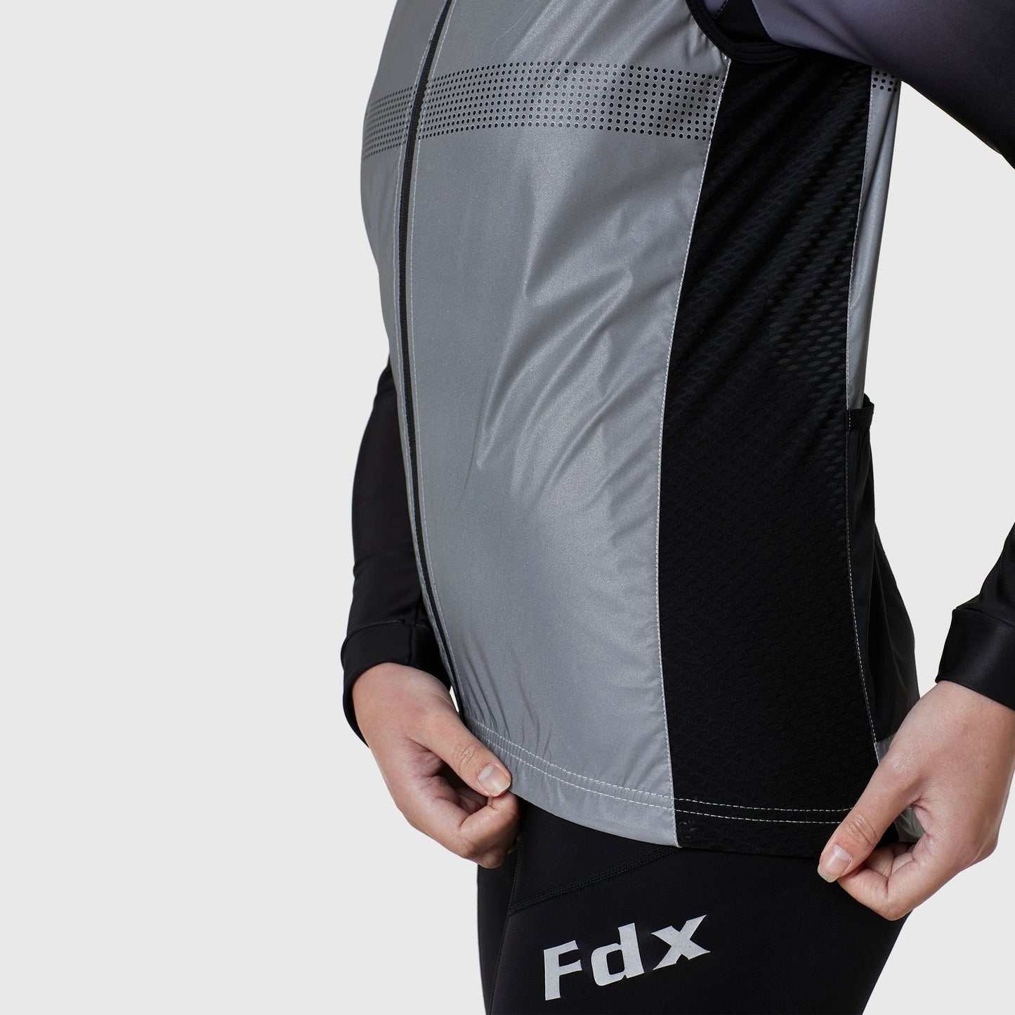 Fdx 360 Hi-Vis Reflective Grey Women's Gilet for Cycling & Running