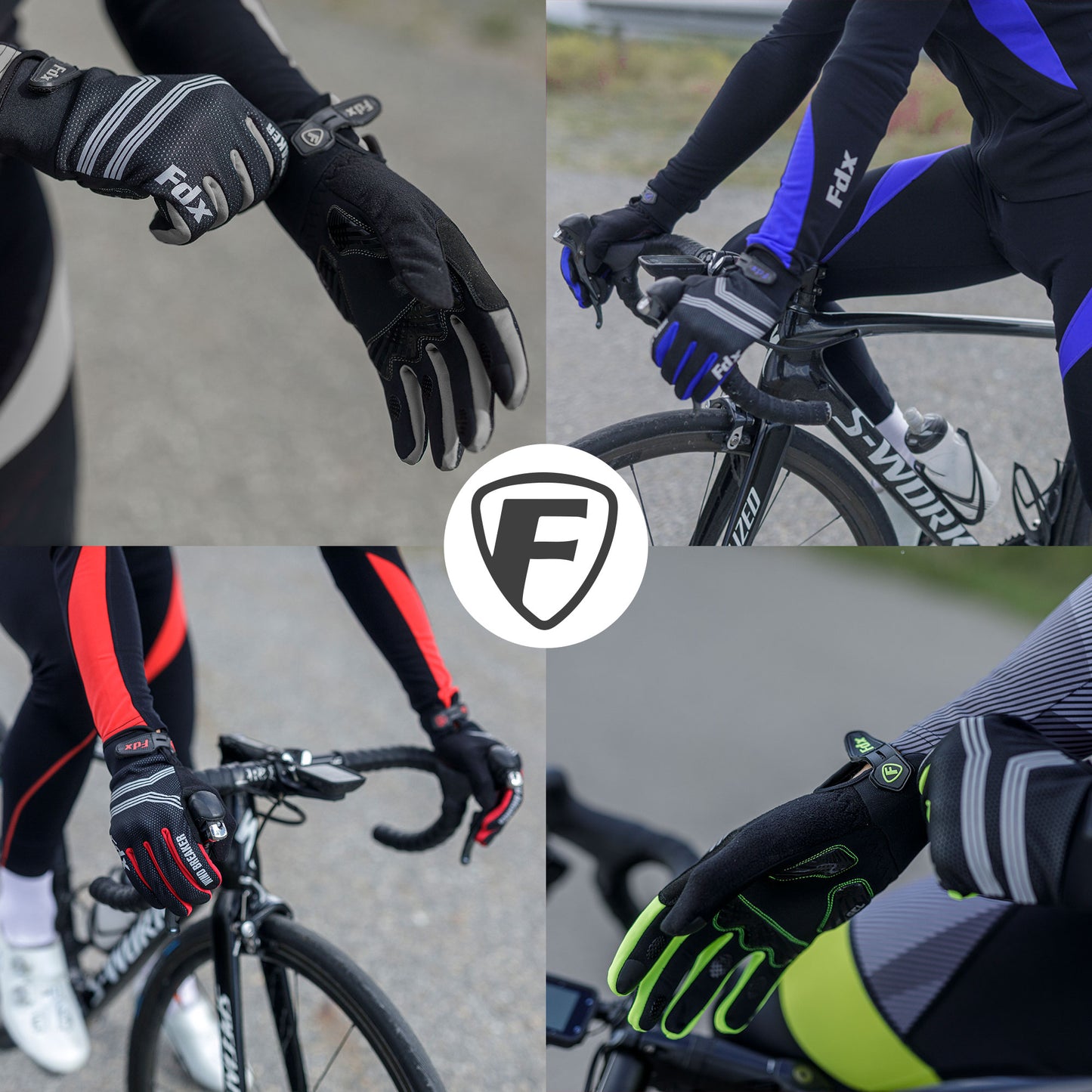 Fdx Dryrest Yellow Full Finger Gel Padded Winter Cycling Gloves