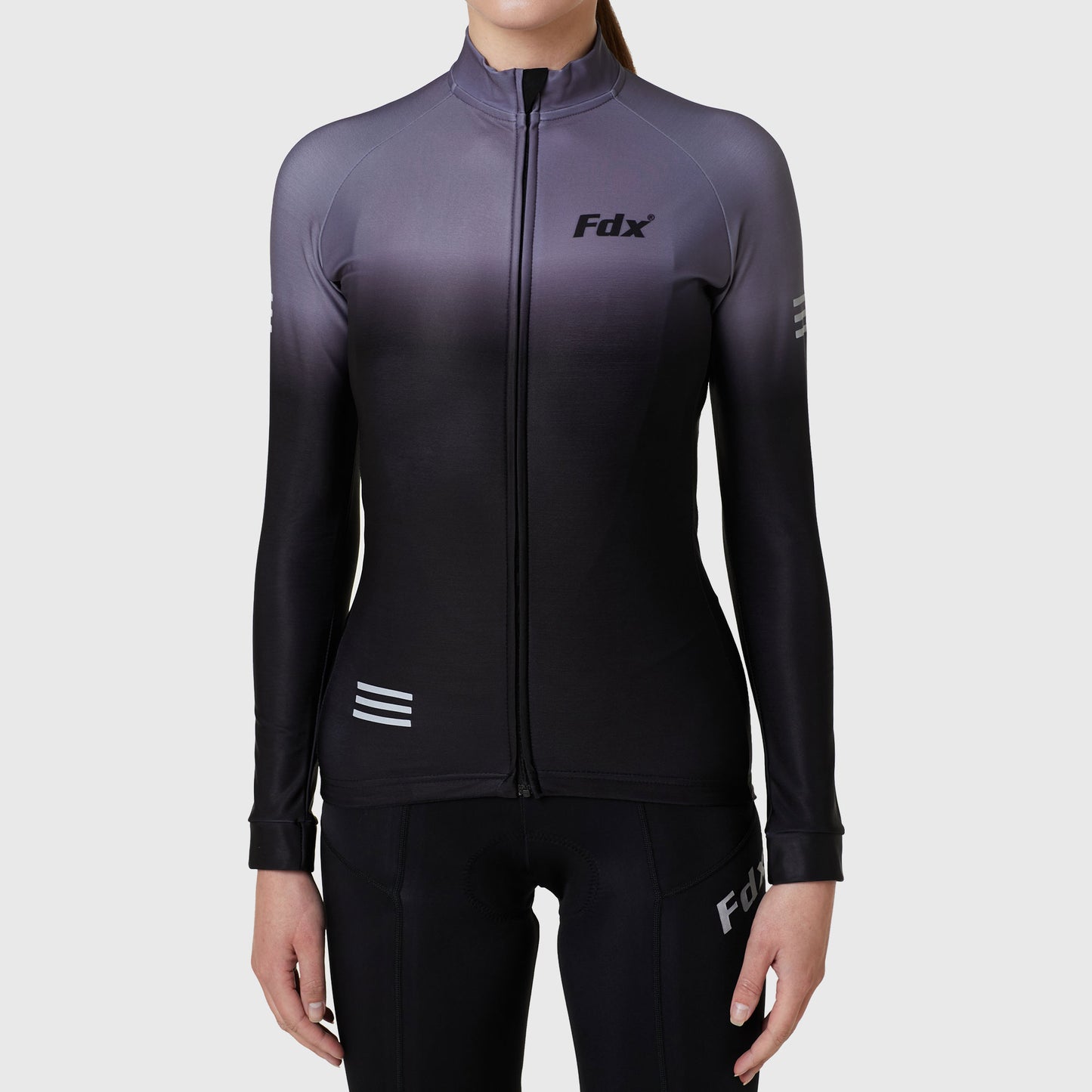 Fdx Duo Women's Grey / Black Long Sleeve Winter Cycling Jersey