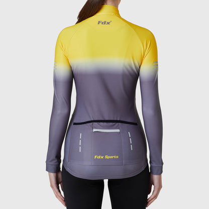 Fdx Duo Women's Yellow / Grey Long Sleeve Winter Cycling Jersey