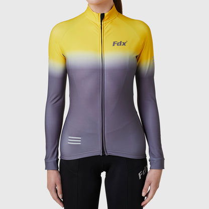 Fdx Duo Women's Yellow / Grey Long Sleeve Winter Cycling Jersey