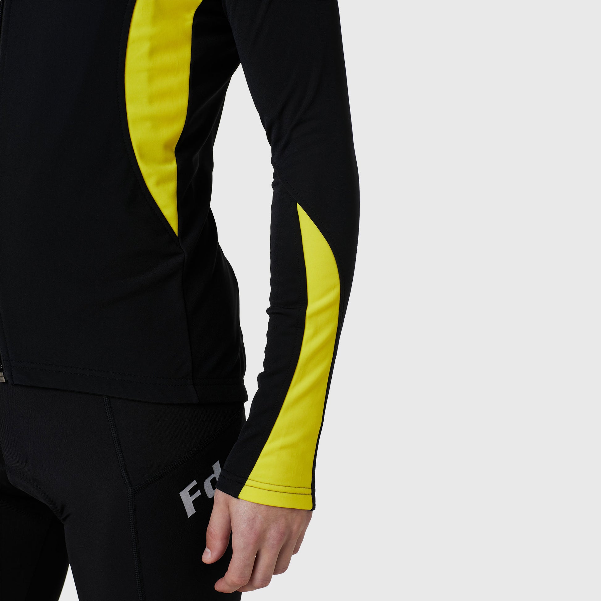 Fdx Men Full Sleeve Yellow Cycling Thermal Jersey Quick Dry Lightweight Full Length Moist-Vicking Full Zip Water Resistance Reflecting Strips & Pockets - Viper US