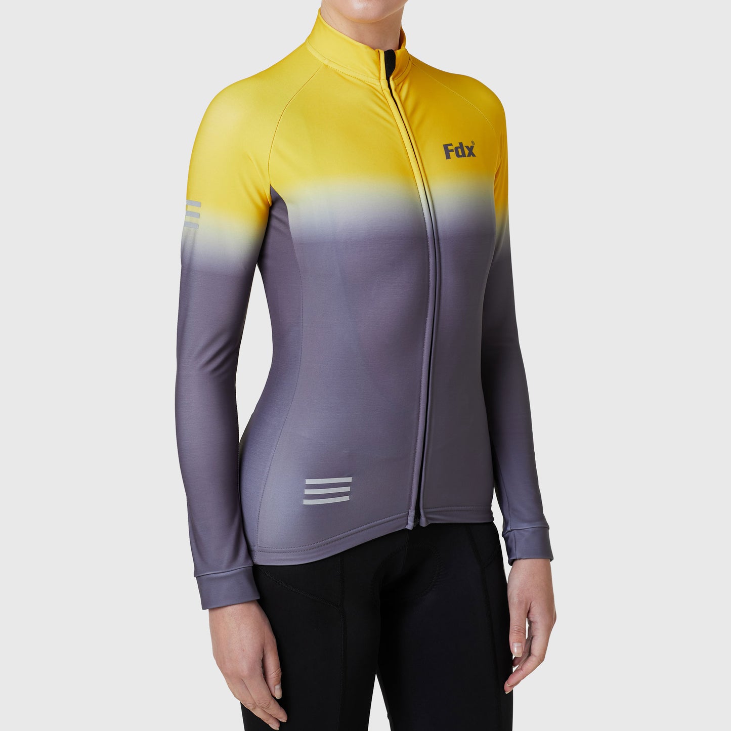 Fdx Duo Women's Yellow / Grey Long Sleeve Winter Cycling Jersey