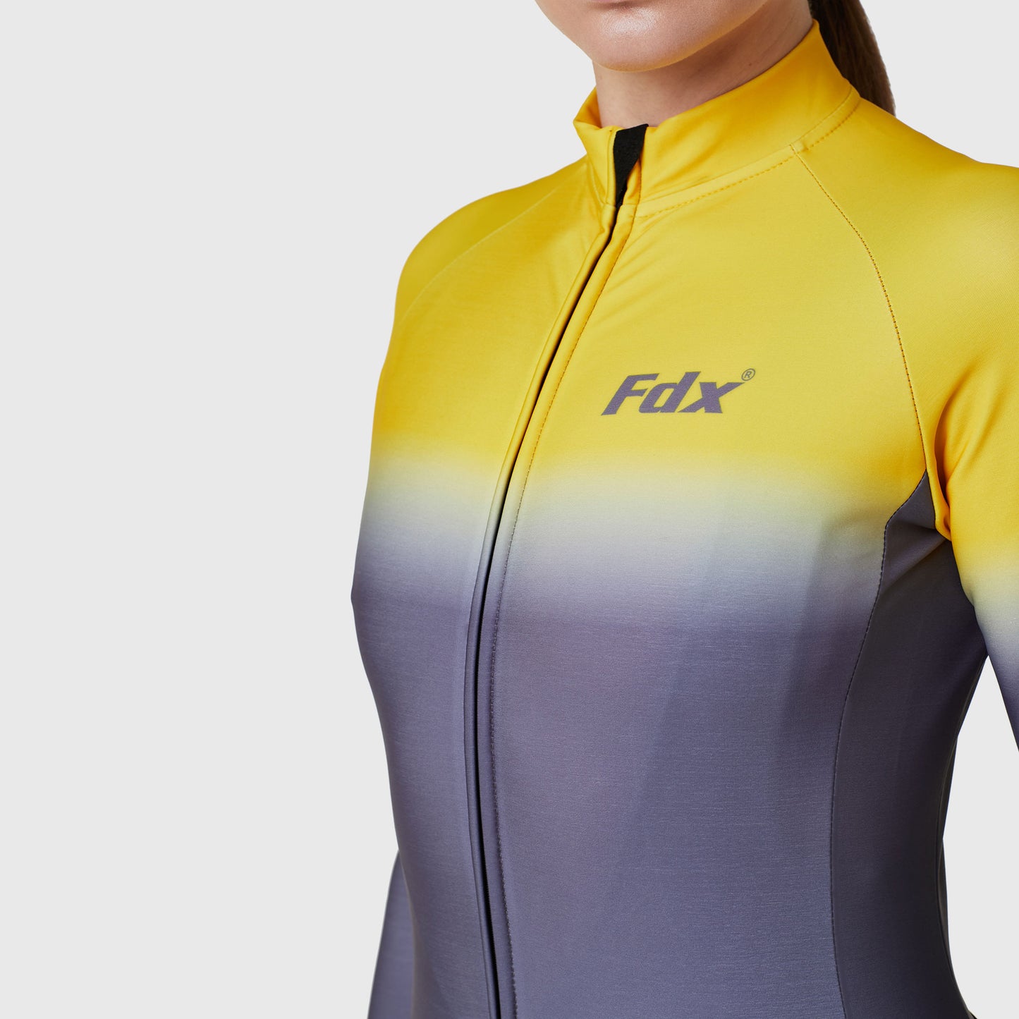 Fdx Duo Women's Yellow / Grey Long Sleeve Winter Cycling Jersey