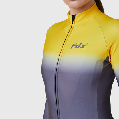 Fdx Duo Women's Yellow / Grey Long Sleeve Winter Cycling Jersey