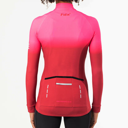 Fdx Duo Women's Pink / Maroon Long Sleeve Winter Cycling Jersey