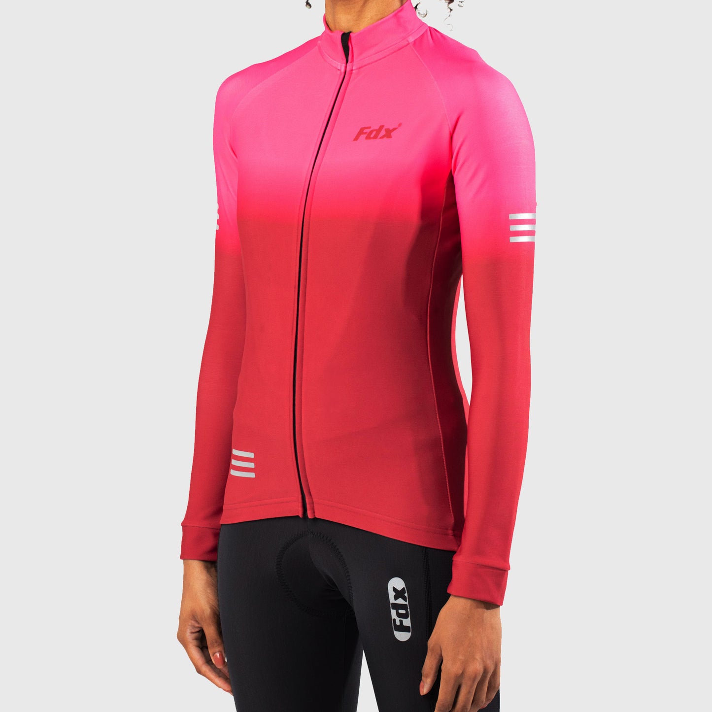 Fdx Duo Women's Pink / Maroon Long Sleeve Winter Cycling Jersey