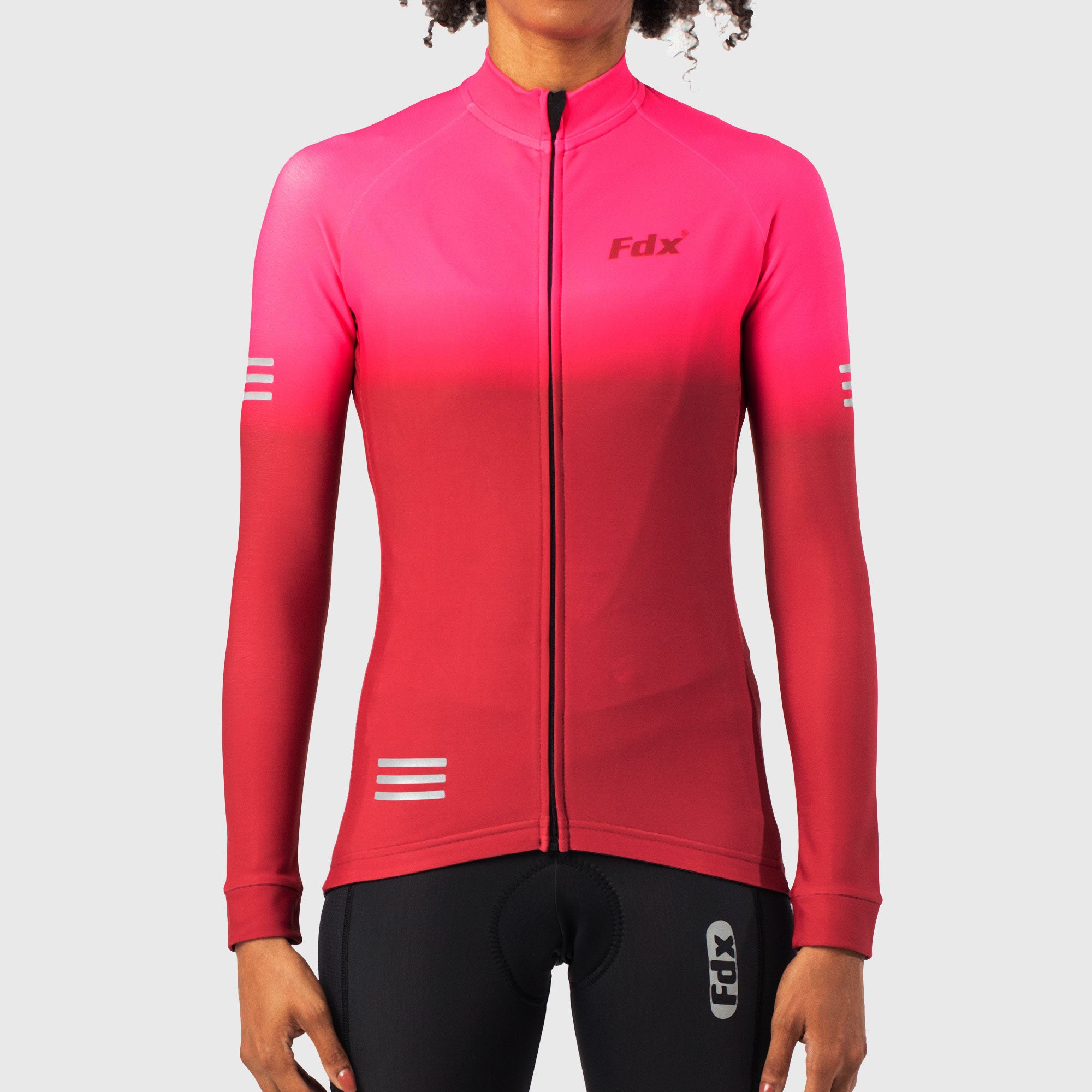 Fdx Duo Women's Pink / Maroon Long Sleeve Winter Cycling Jersey