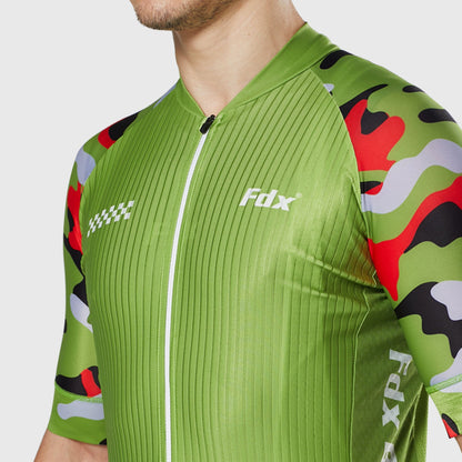 Fdx Camouflage Green Men's Short Sleeve Summer Cycling Jersey