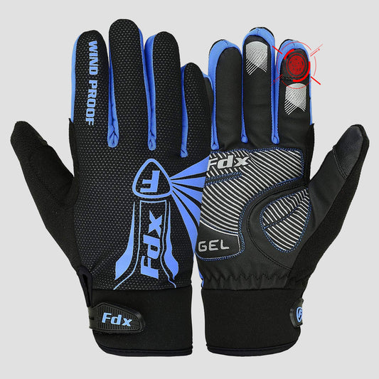 Fdx Zesto Blue Full Finger Winter Cycling Gloves