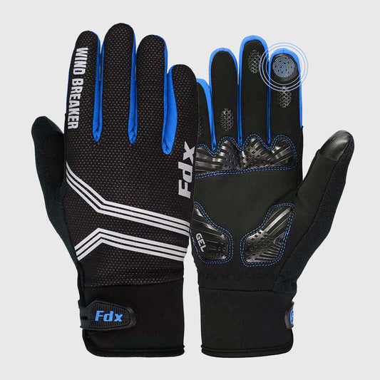 Fdx Dryrest Blue Full Finger Gel Padded Winter Cycling Gloves