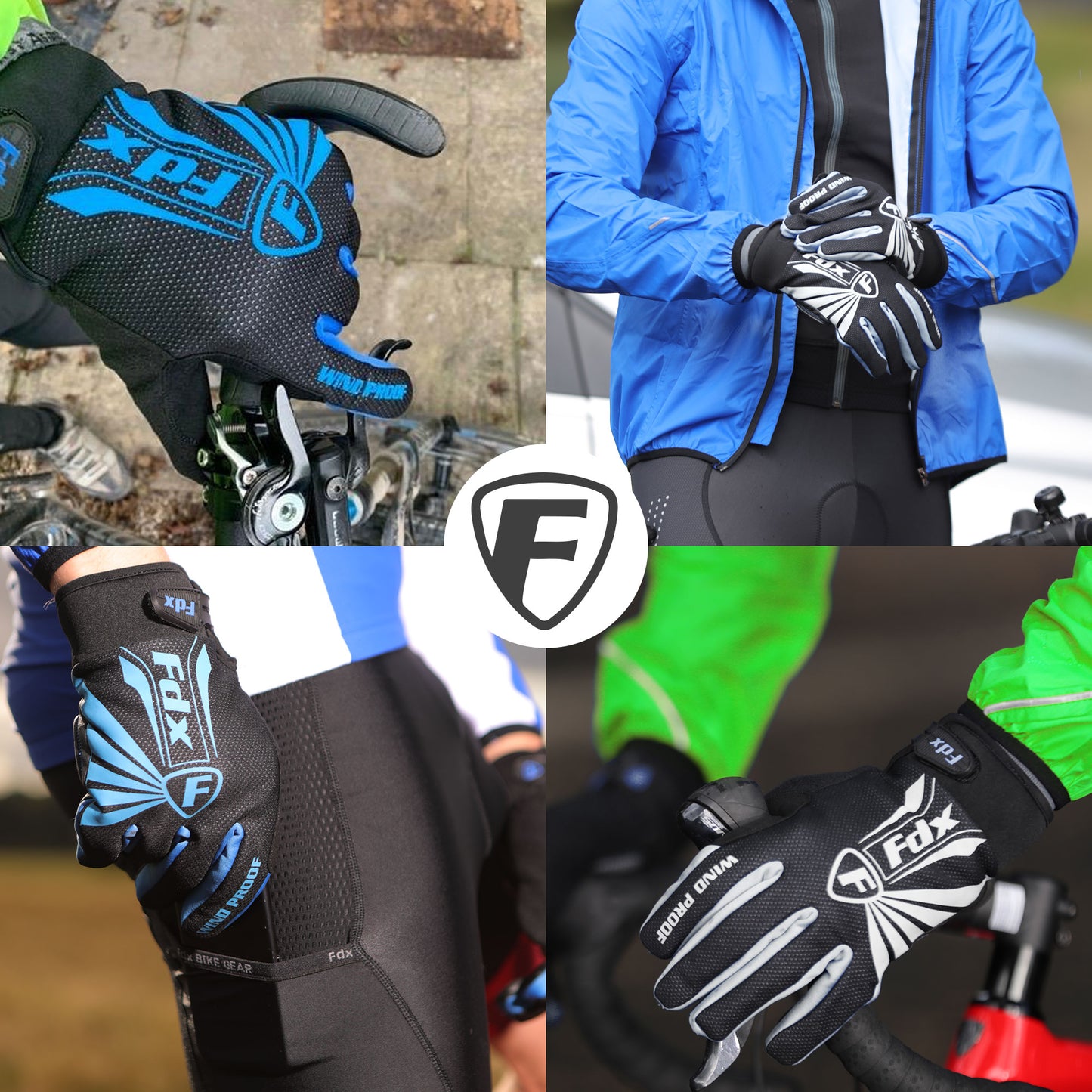 Fdx Zesto Blue Full Finger Winter Cycling Gloves