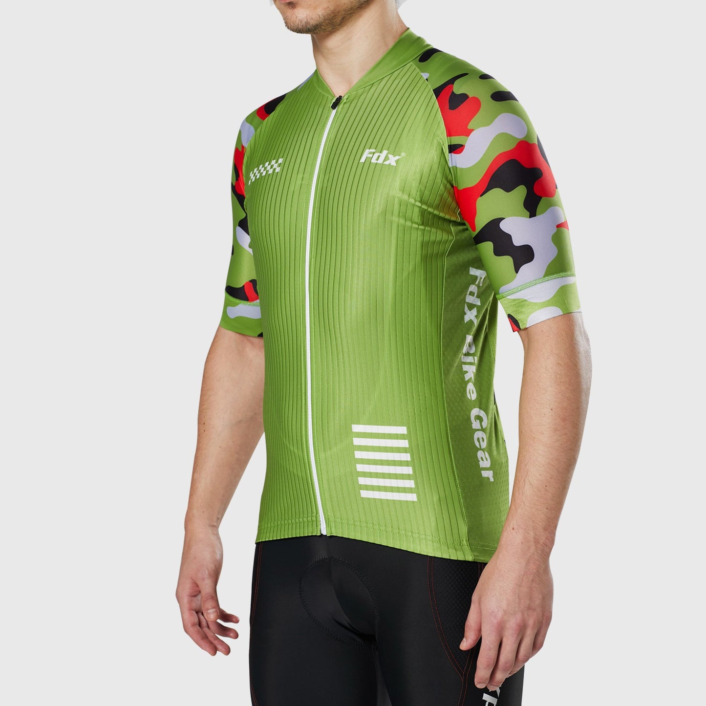 Fdx Camouflage Green Men's Short Sleeve Summer Cycling Jersey