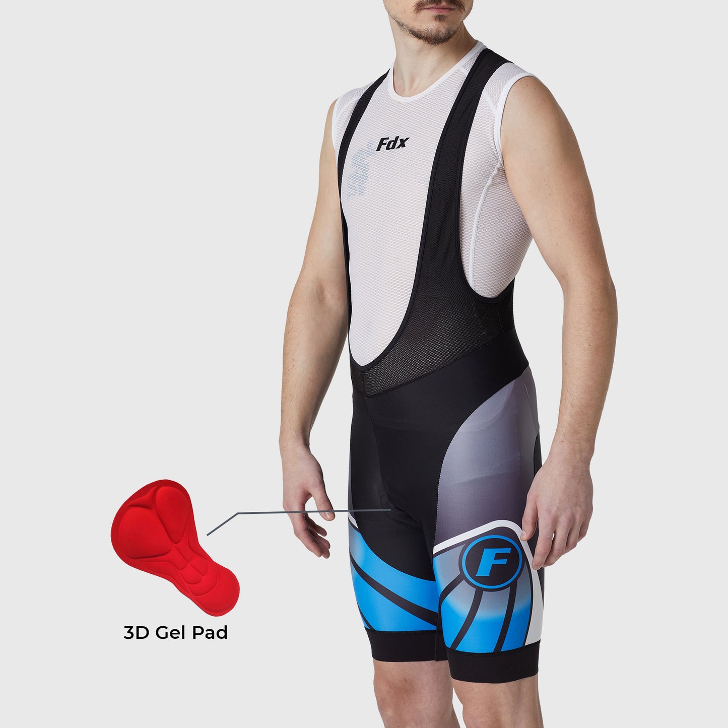 Fdx Signature Blue Men's Padded Summer Cycling Bib Shorts