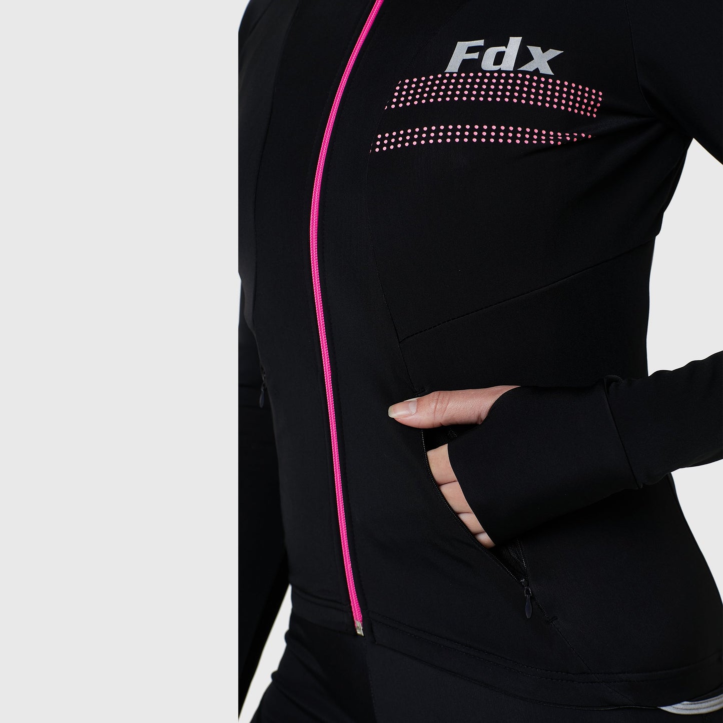 Fdx Women's Set Arch Thermal Roubaix Long Sleeve Cycling Jersey & Cargo Bib Tights - Pink