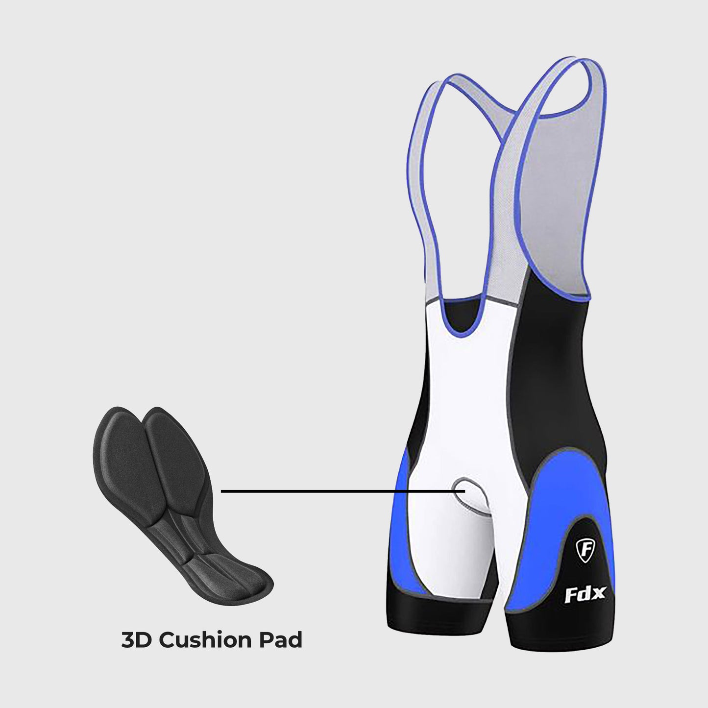 Fdx Windrift Blue Men's Padded Summer Cycling Bib Shorts