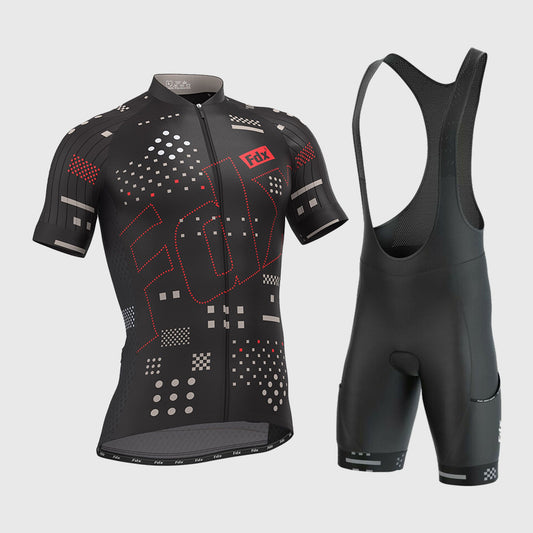 Fdx Men's Set All Day Black Short Sleeve Jersey & Bib Shorts