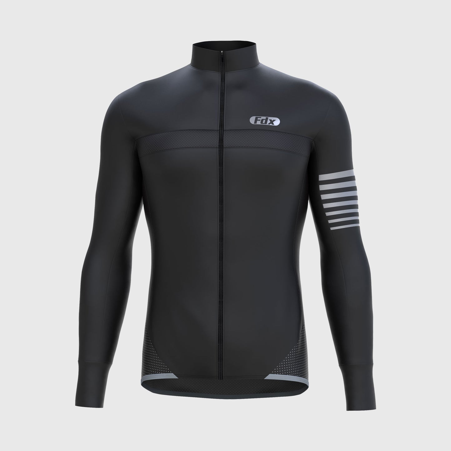 Fdx All Day Men's Black Thermal Roubaix Long Sleeve Cycling Jersey