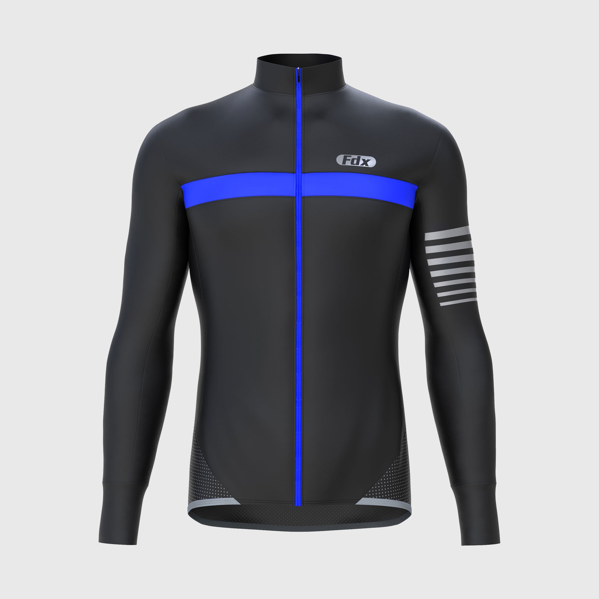 Fdx All Day Men's Blue Thermal Roubaix Long Sleeve Cycling Jersey