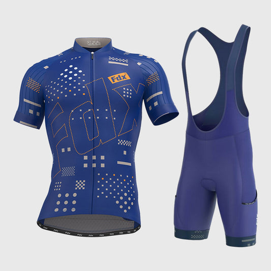 Fdx Men's Set All Day Blue Short Sleeve Jersey & Bib Shorts