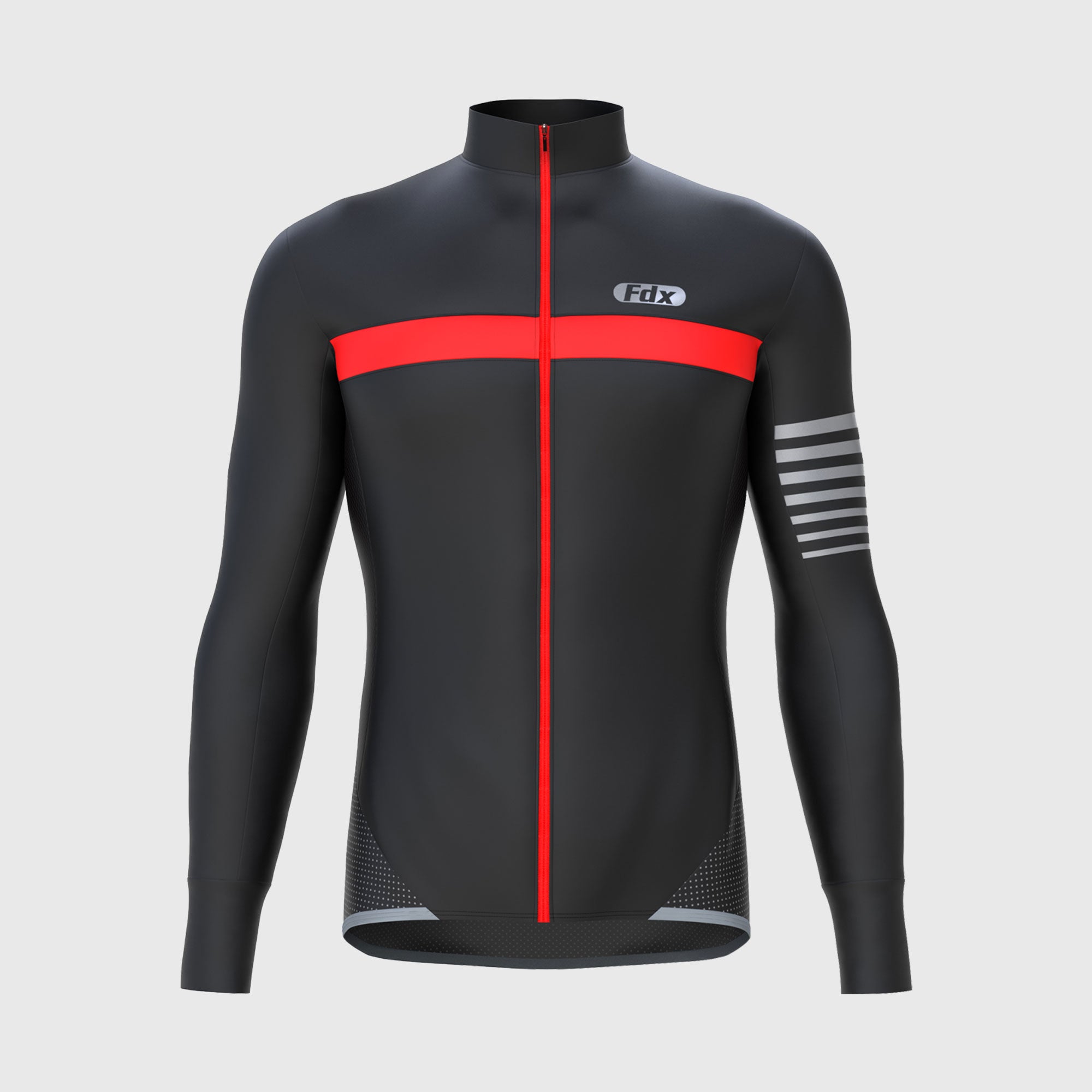 Fdx All Day Men's Red Thermal Roubaix Long Sleeve Cycling Jersey