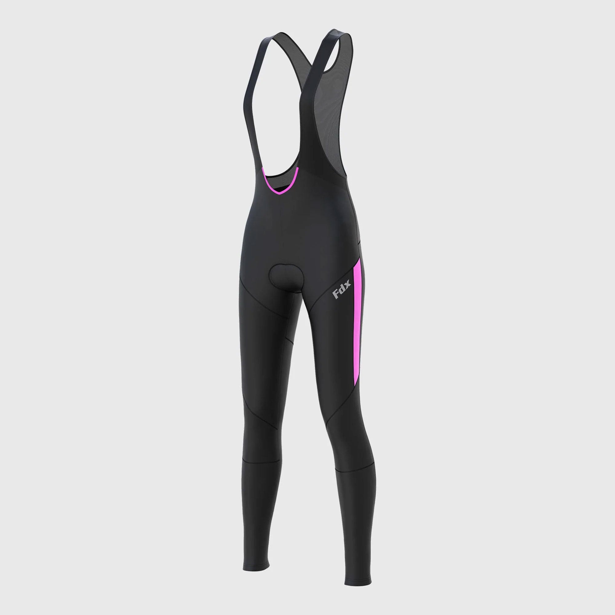 Fdx Arch Women's Pink Thermal Padded Cycling Cargo Bib Tights