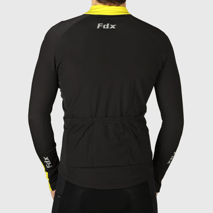 Fdx Long Sleeve Men Yellow Winter Cycling Jersey Breathable Quick Dry Back Pockets Highly Reflected Strip - Viper US