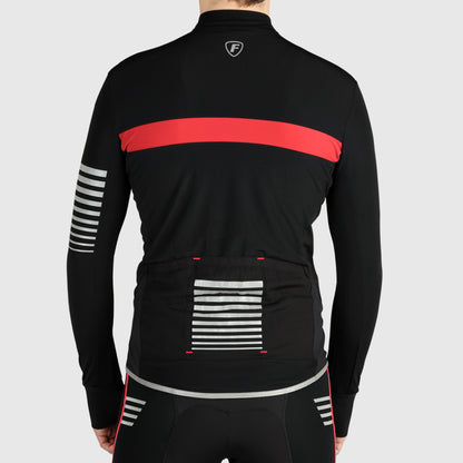 Fdx Men's Set All Day Thermal Roubaix Long Sleeve Cycling Jersey & Cargo Bib Tights - Red