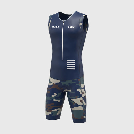 Fdx Camouflage Navy Blue Men's Padded Triathlon Suit