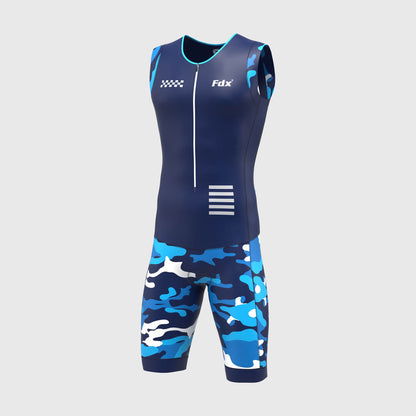 Fdx Camouflage Blue Men's Padded Triathlon Suit