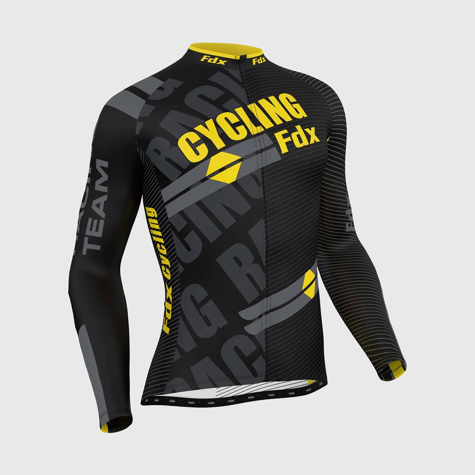 Fdx Core Men's Yellow Thermal Roubaix Long Sleeve Cycling Jersey